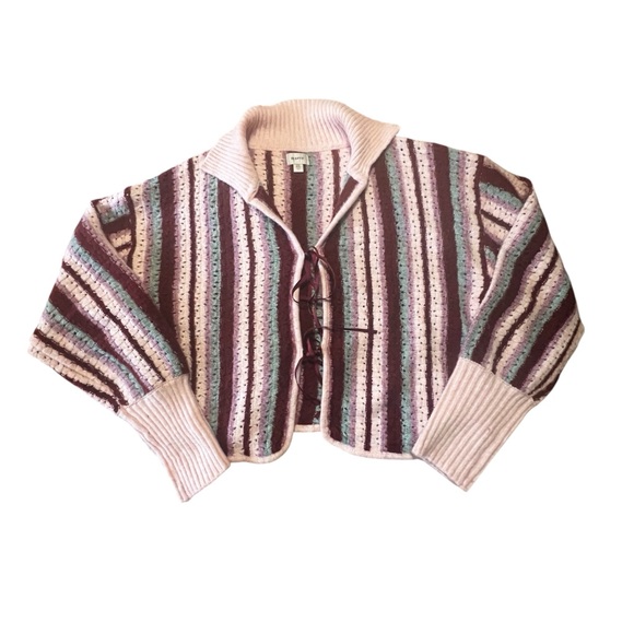 MAEVE Collared Crochet Cardigan Sweater - Multicolor ONE Size - Picture 5 of 9